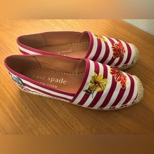 Kate Spade ♠️ Women's Striped Picnic Espadrilles - Pink and White